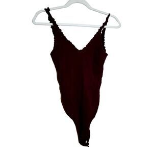 Free People Lettuce Edge Seamless Bodysuit - Purple NWOT Size XS/S